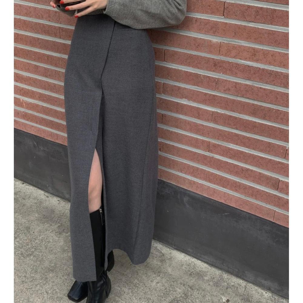 Commense Charcoal Gray Maxi Skirt Minimalist Professional OA230901028 Size S New
